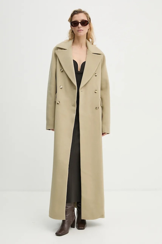 Nanushka palton de lână DAMIRA verde NW24PFSG27462