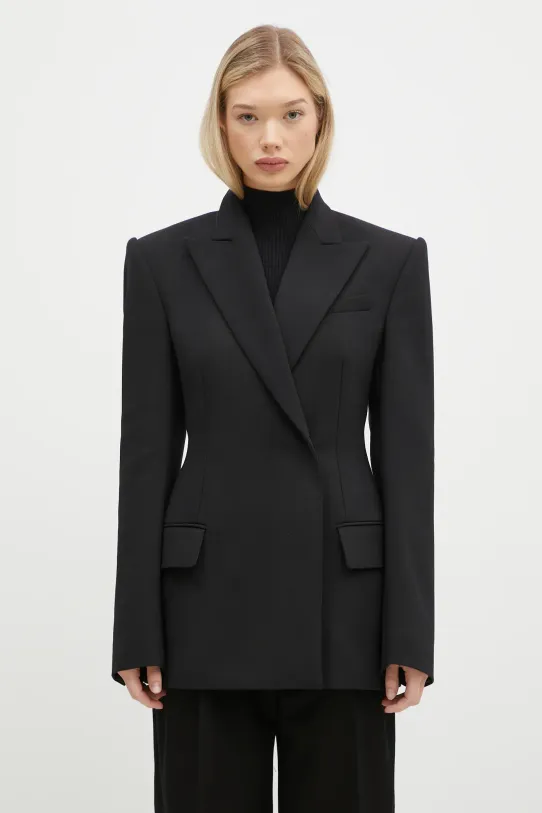 Sportmax marynarka wełniana Danzica z podszewką czarny 2422046014600