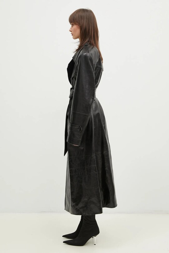 Кожаный плащ Sportmax Alfeo1234 2422476013600 чёрный AW24