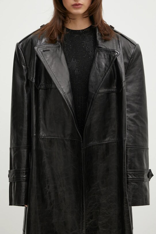 Кожаный плащ Sportmax Alfeo1234 2422476013600 чёрный
