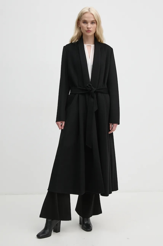 Vlněný kabát DIANE VON FURSTENBERG nezateplené černá DVFCL3S001