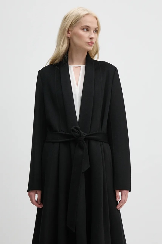 Vlněný kabát DIANE VON FURSTENBERG DVFCL3S001 černá AW24