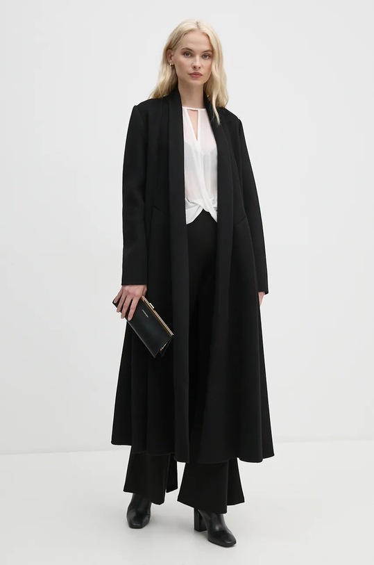 Vlněný kabát DIANE VON FURSTENBERG černá DVFCL3S001