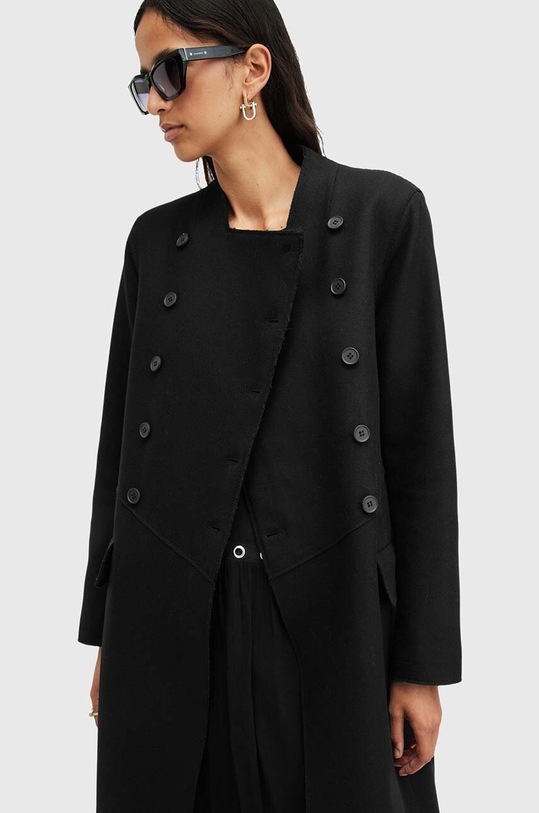 Vlněný kabát AllSaints BLAIZE COAT W004OB černá AW24