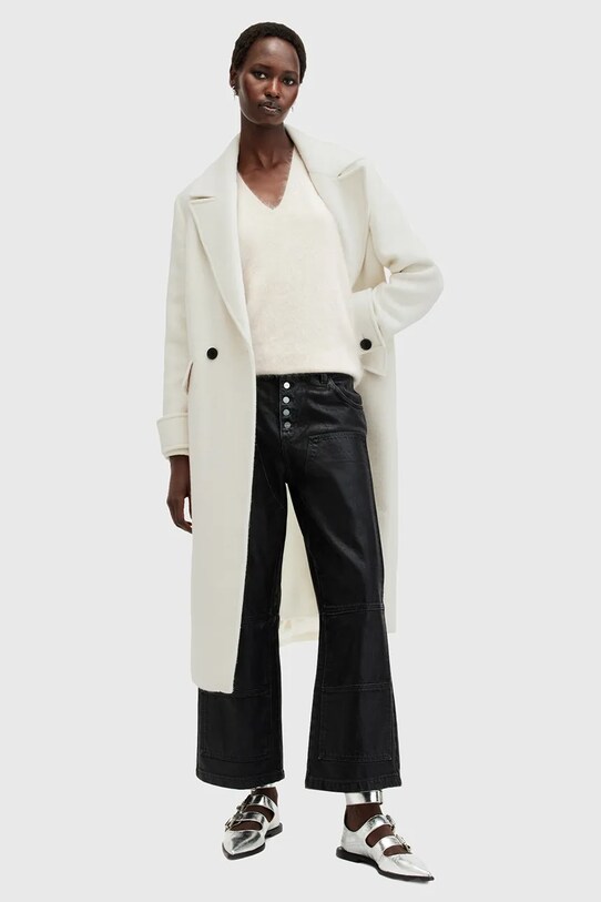 Пальто з домішкою вовни AllSaints MABEL COAT з підкладкою білий W006OZ