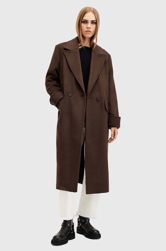 AllSaints palton din lana MABEL COAT W006OZ maro