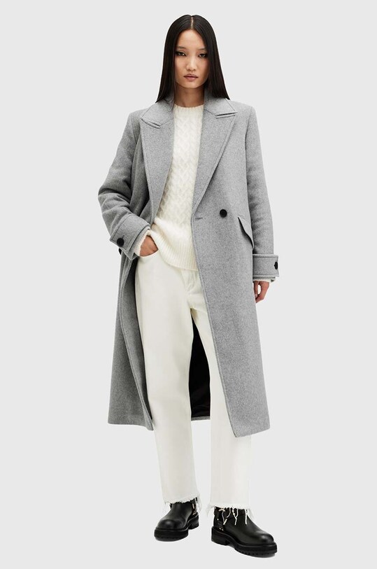 AllSaints płaszcz z domieszką wełny MABEL COAT szary W006OZ