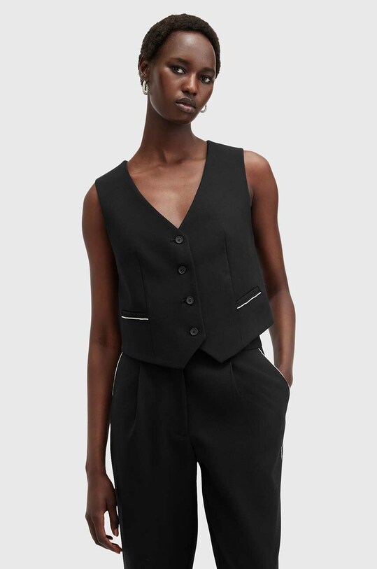 Vesta s příměsí vlny AllSaints ATLAS KRYS WAISTCOAT pletenina černá W006QB