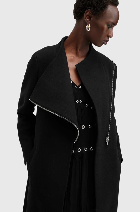 AllSaints płaszcz wełniany MARGOH COAT W009OB czarny AW24
