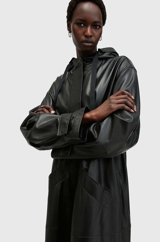 Ρούχα Δερμάτινο παλτό AllSaints KELSEA LEA COAT W028LB μαύρο