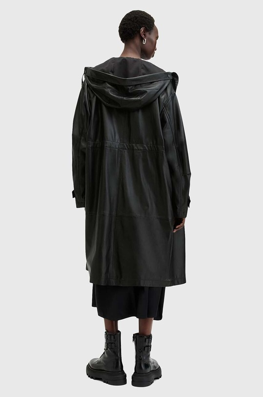 Δερμάτινο παλτό AllSaints KELSEA LEA COAT W028LB μαύρο