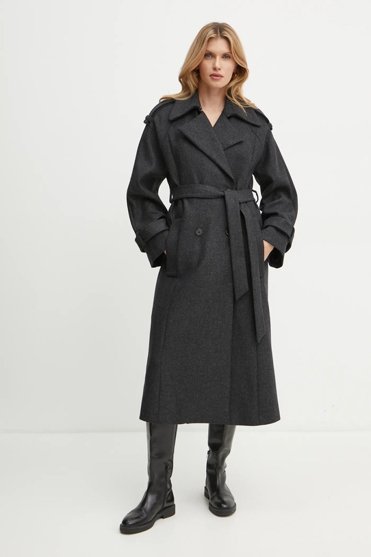 Oblečenie Vlnený kabát Ivy Oak IO111147 sivá