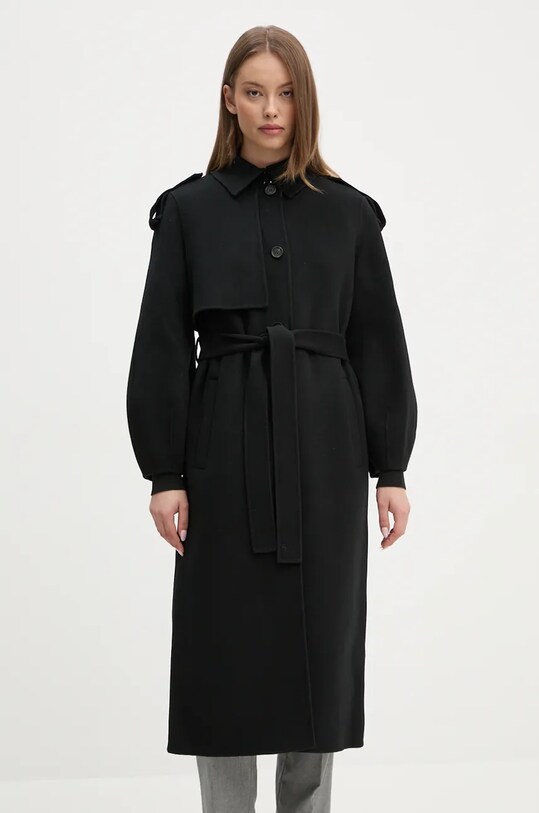 MACKAGE palton de lana necaptusit negru CEYLA