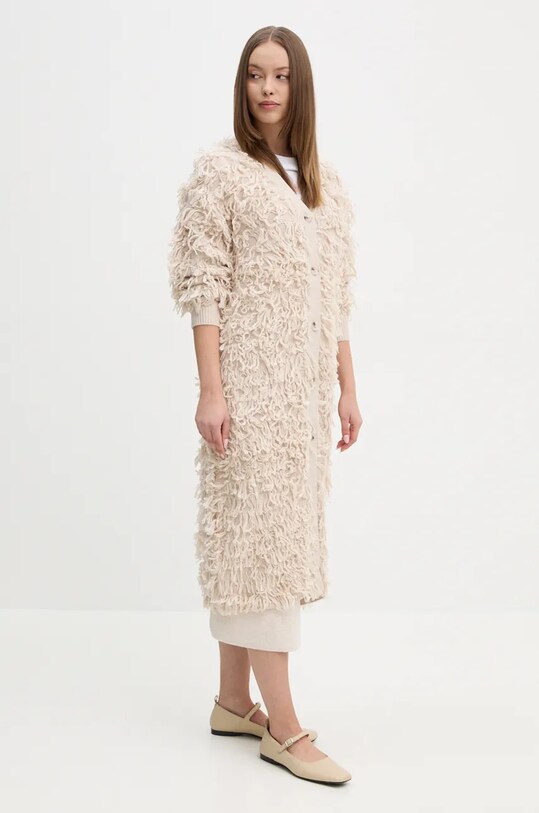 Кардиган с примесью шерсти OUI 89838 бежевый AW24