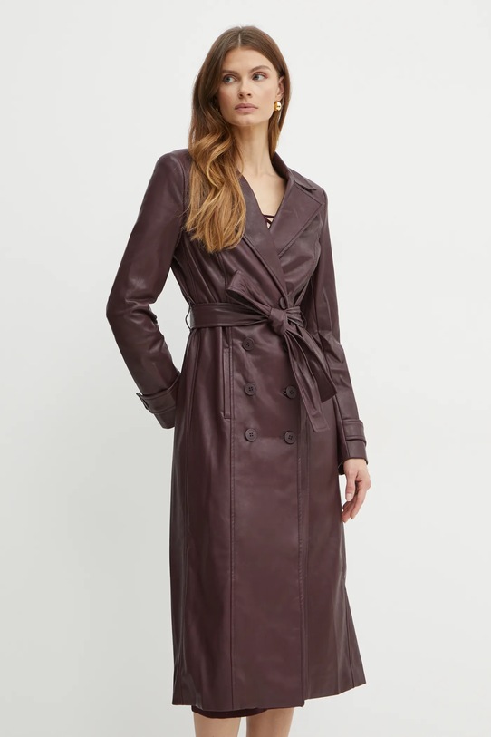 Kabát Bardot VEGAN LEATHER nezateplené burgundské 59549JB