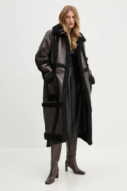Παλτό Stand Studio Patrice Coat oversize καφέ 61100.9010