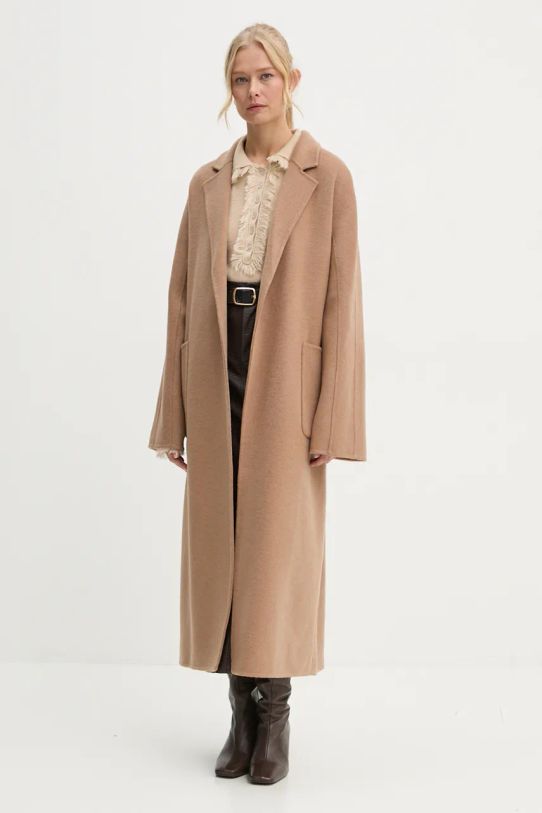 Ρούχα Μάλλινο παλτό Stand Studio Claudine Long Coat 61218.8550 καφέ