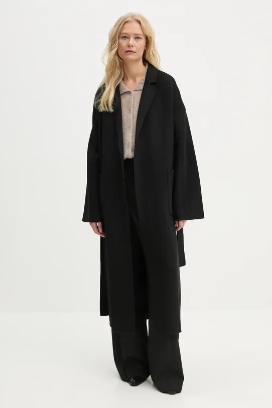 Stand Studio palton de lana Claudine Long Coat necaptusit negru 61218.8550