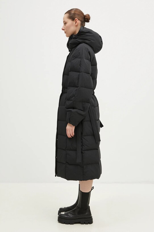 Péřová bunda GANNI Tech Seersucker Puffer Coat F9688 černá AW24