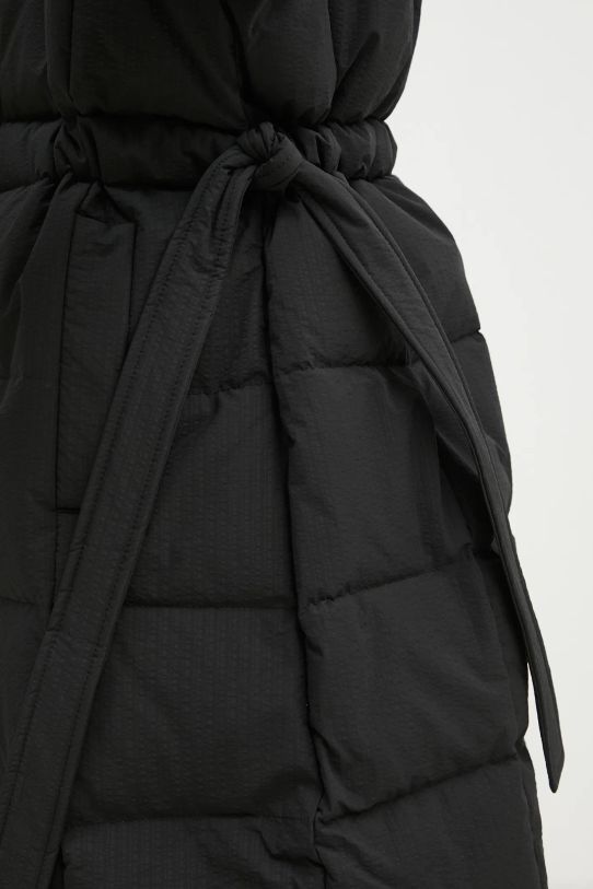 Péřová bunda GANNI Tech Seersucker Puffer Coat F9688 černá