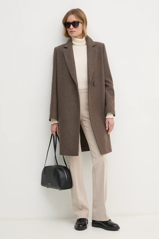 Sandro Ferrone palton de lana SFS18YBEADEMAS maro AW24
