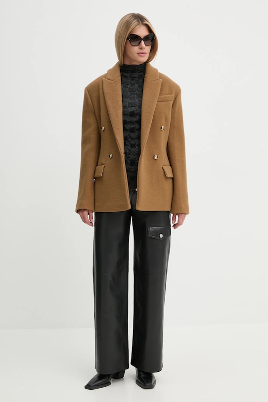 Вълнено палто Nanushka PACEY NW24FWJK39976 кафяв AW24