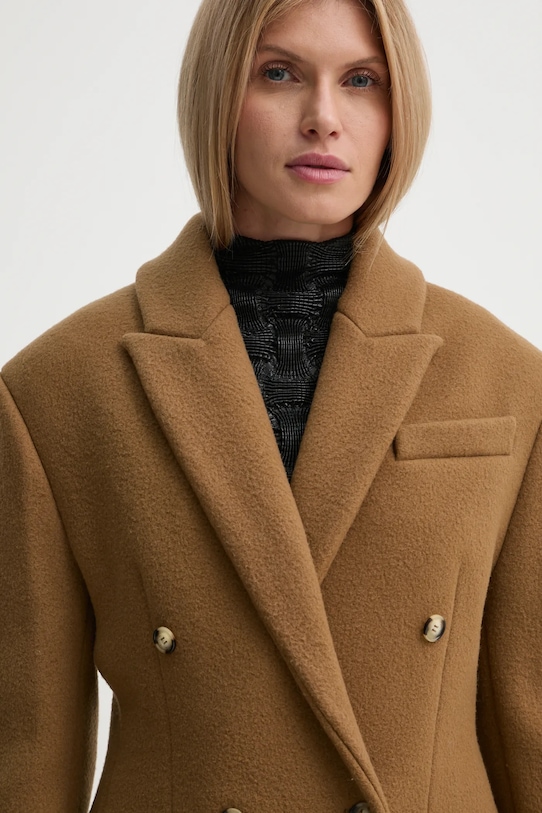 Вълнено палто Nanushka PACEY кафяв NW24FWJK39976