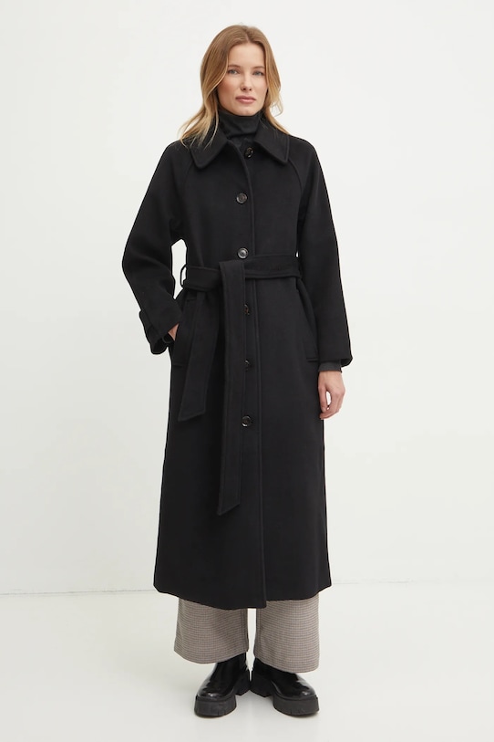 Abercrombie & Fitch płaszcz wełniany bez kaptura czarny KI144.4195.900