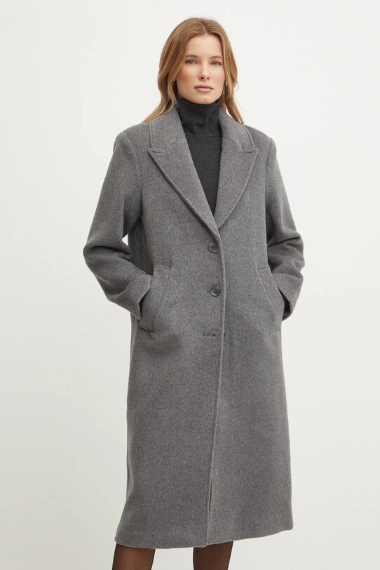 Abercrombie & Fitch palton de lana cu captuseala gri KI144.4247.908