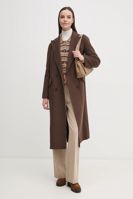 Pedro del Hierro palton din lana 7528336 maro AW24