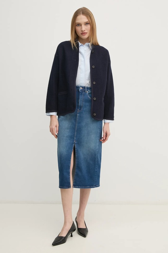 Hoss Intropia gyapjú dzseki 5438456 sötétkék AW24