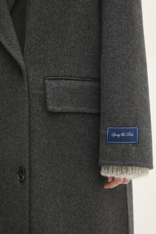 Vuneni kaput Sporty & Rich Double Faced DB Cashmere siva OW025500000GY17