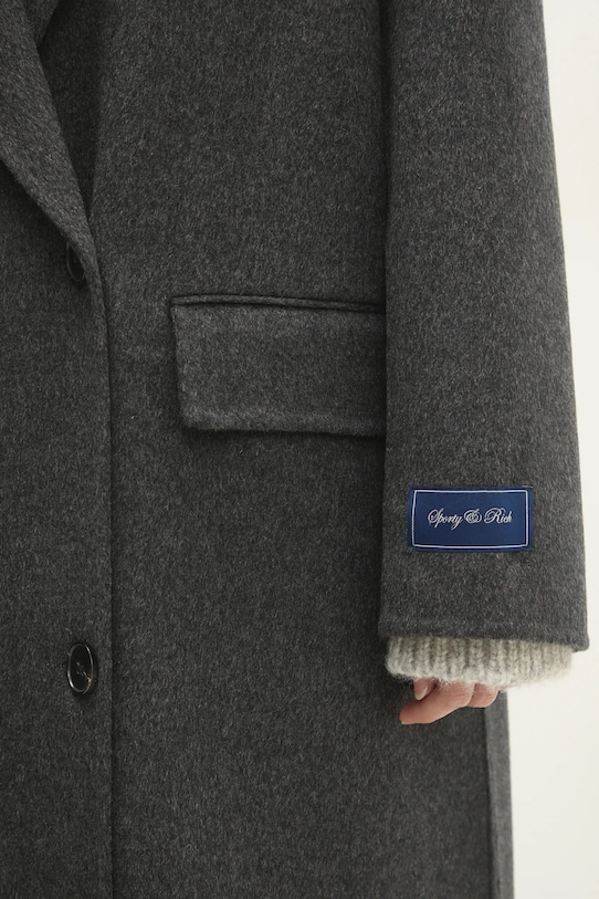 Sporty & Rich palton de lana Double Faced DB Cashmere gri OW025500000GY17