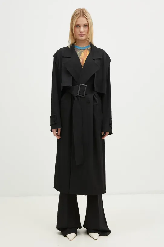 Вовняний тренч JW Anderson Longline Trench Coat без капюшона чорний CO0310.PG0011.999