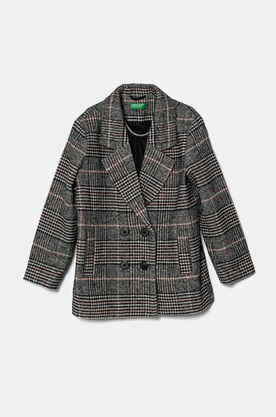 United Colors of Benetton palton din amestec de lână pentru copii cu captuseala negru 2SNQCN04S.G.Seasonal