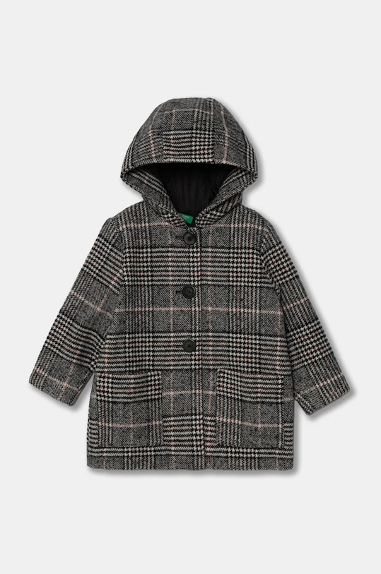 Детское пальто из смесовой шерсти United Colors of Benetton с подкладкой чёрный 2SNQGN032.P.Seasonal