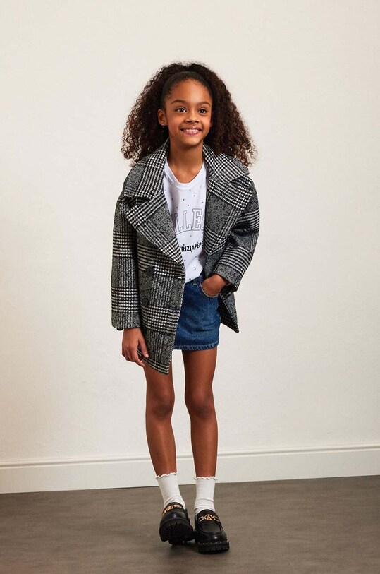 Patrizia Pepe płaszcz dziecięcy A138 bez kaptura szary 7O0029