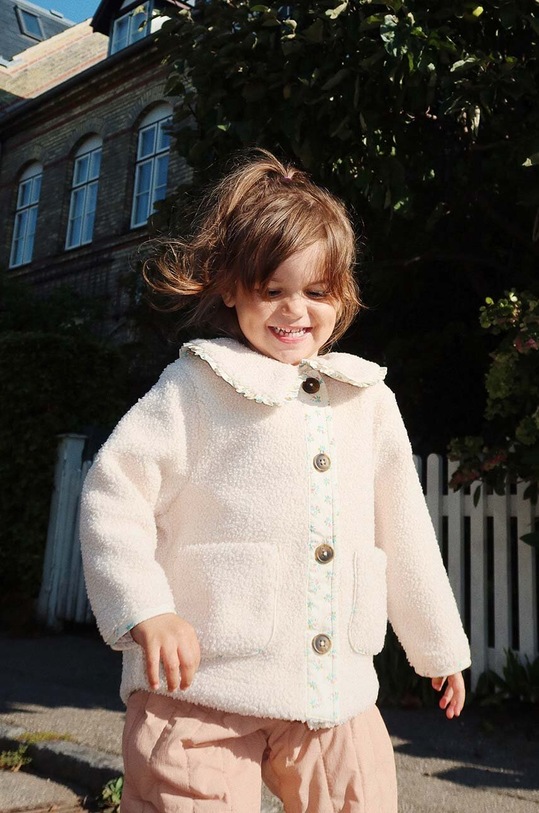 Konges Sløjd płaszcz dziecięcy GRIZZ COLLAR JACKET GRS bez kaptura beżowy KS101234