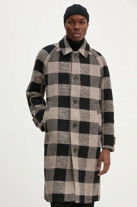 Vlněný kabát Les Deux černá LDM620083