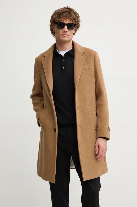 Vlněný kabát Liu Jo hnědá QXX009.T2583