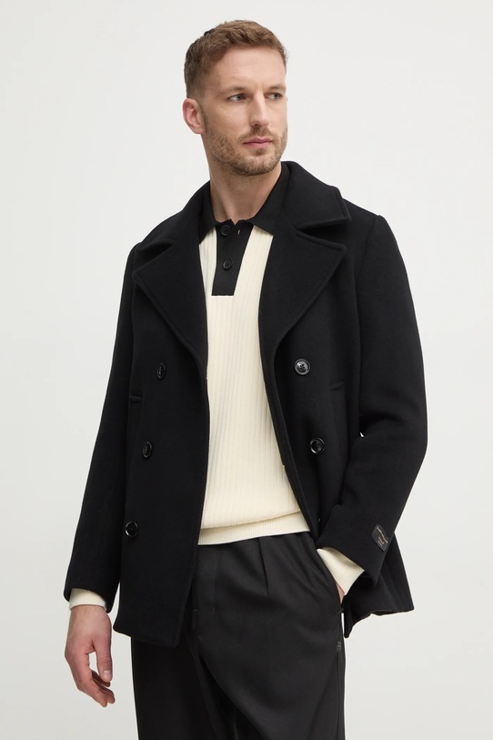 Vlnený kabát Liu Jo bez kapucne čierna QXX012.T2583