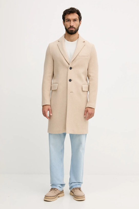 Kaput s dodatkom vune United Colors of Benetton bez tople podstave bež 2X59UN05M