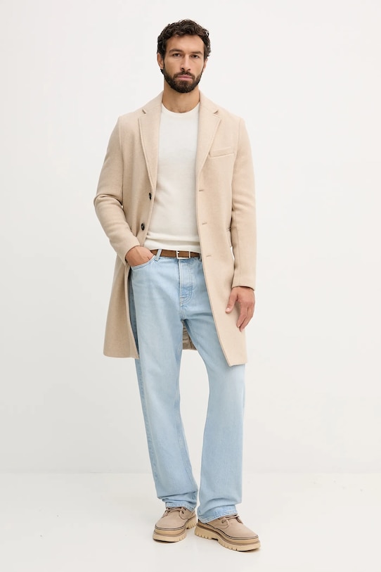 Kaput s dodatkom vune United Colors of Benetton 2X59UN05M bež AW25