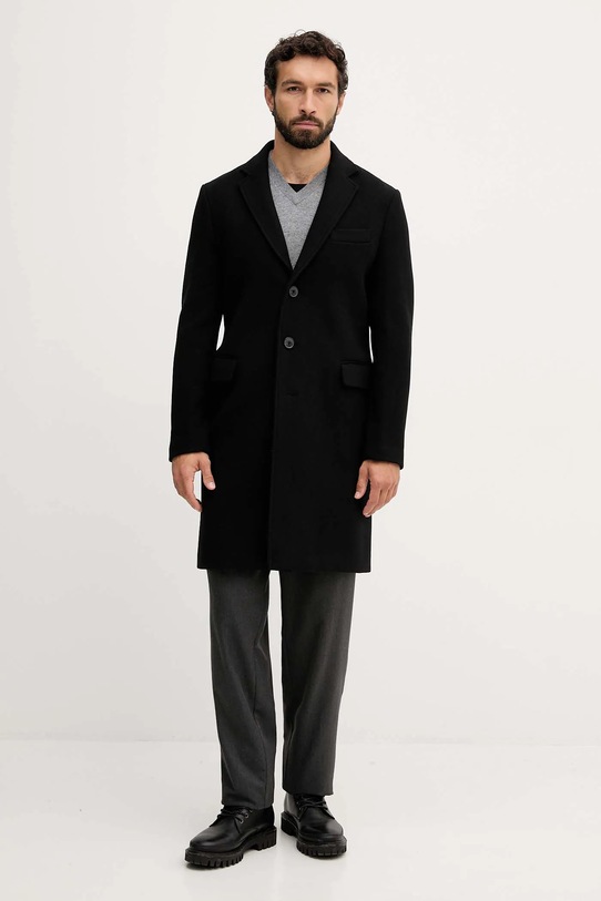 Пальто с добавлением шерсти United Colors of Benetton с подкладкой чёрный 2X59UN05M
