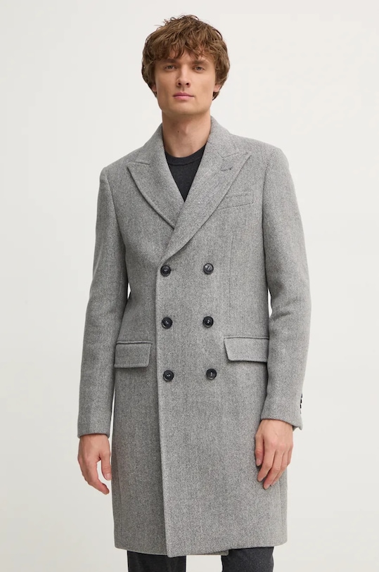 United Colors of Benetton gyapjúkabát nem szigetelt szürke 2U44UN05S