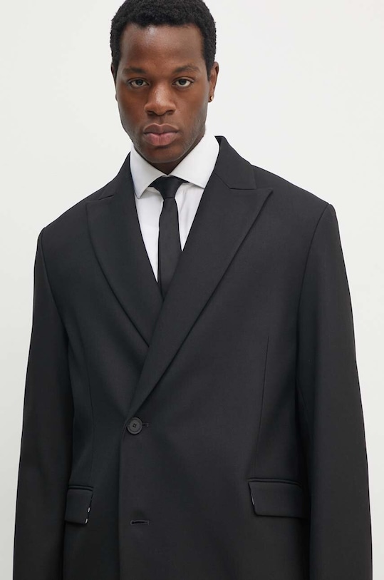 Versace Jeans Couture płaszcz z domieszką wełny czarny 77GAT424.N0351