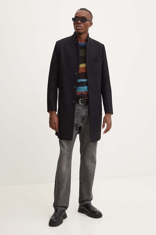 Vlnený kabát PS Paul Smith M2R.116R.N21059 čierna AW24