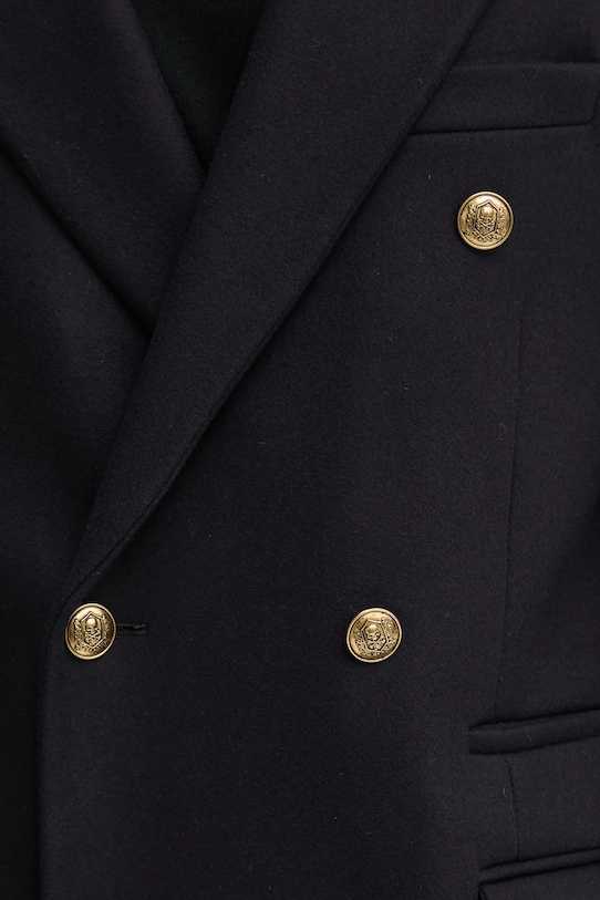 Vlněný kabát The Kooples HMAN29007K námořnická modř