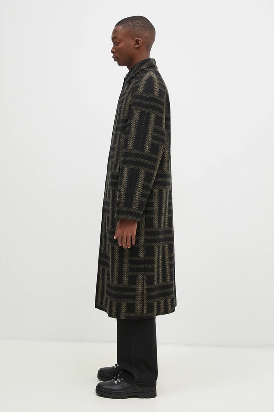 Вовняне пальто Kenzo Weave Overcoat FE65MA0329JB.99 чорний AW24