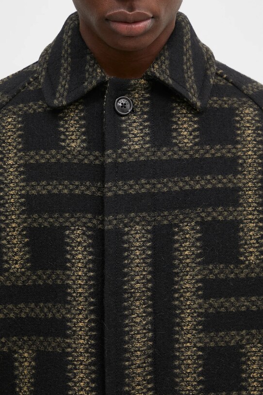 Kenzo cappotto in lana Weave Overcoat nero FE65MA0329JB.99